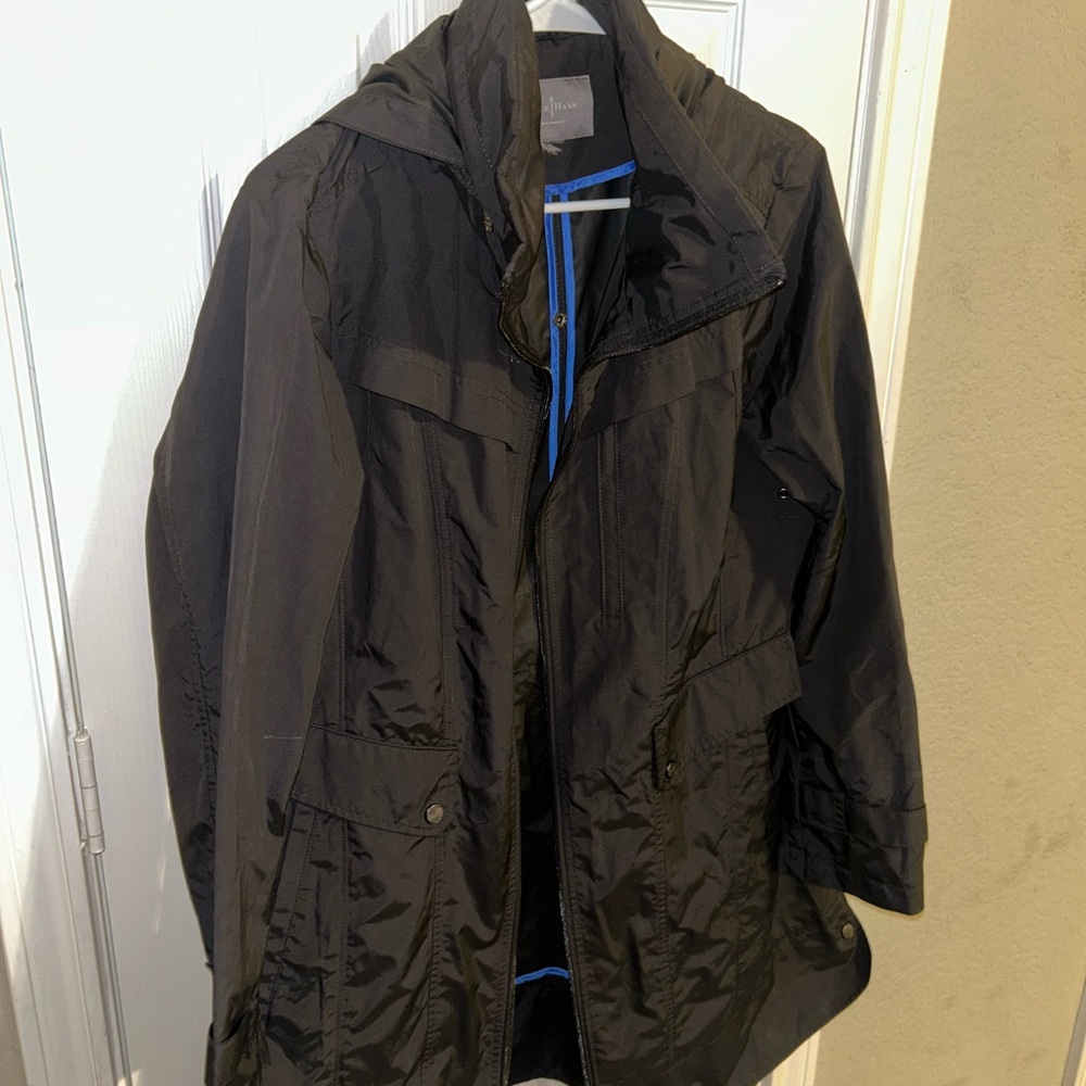 Cole Haan Black Hooded Raincoat